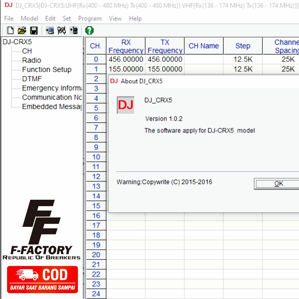 Programming Software Handy Talkie Alinco CRX-5 CRX5 CRX 5.
