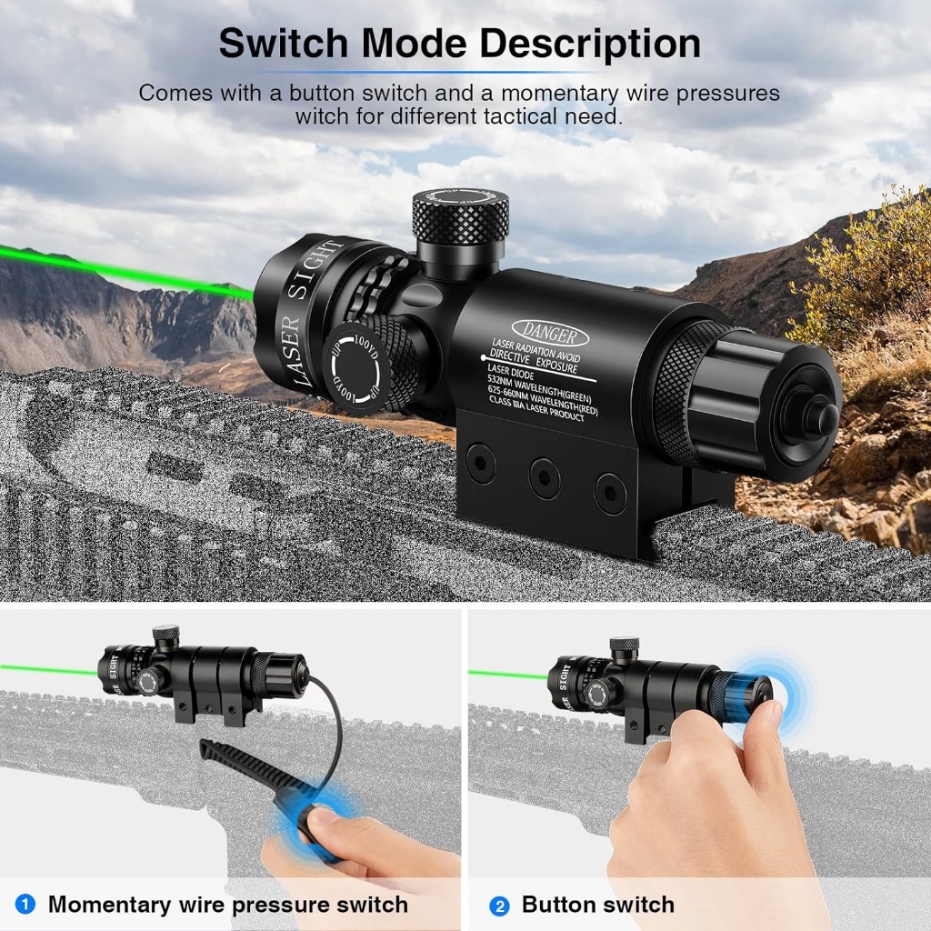 Laser Senapan Tembak Nyala Hijau Scope Laser Premium - Baterai + Bracket + Charger