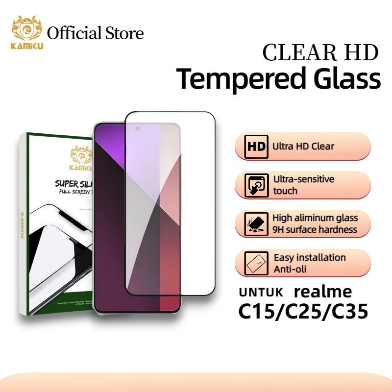 Kamiku Tempered glass Clear HD realme C15 C25 C30 C35 Screen Protector-GTH09