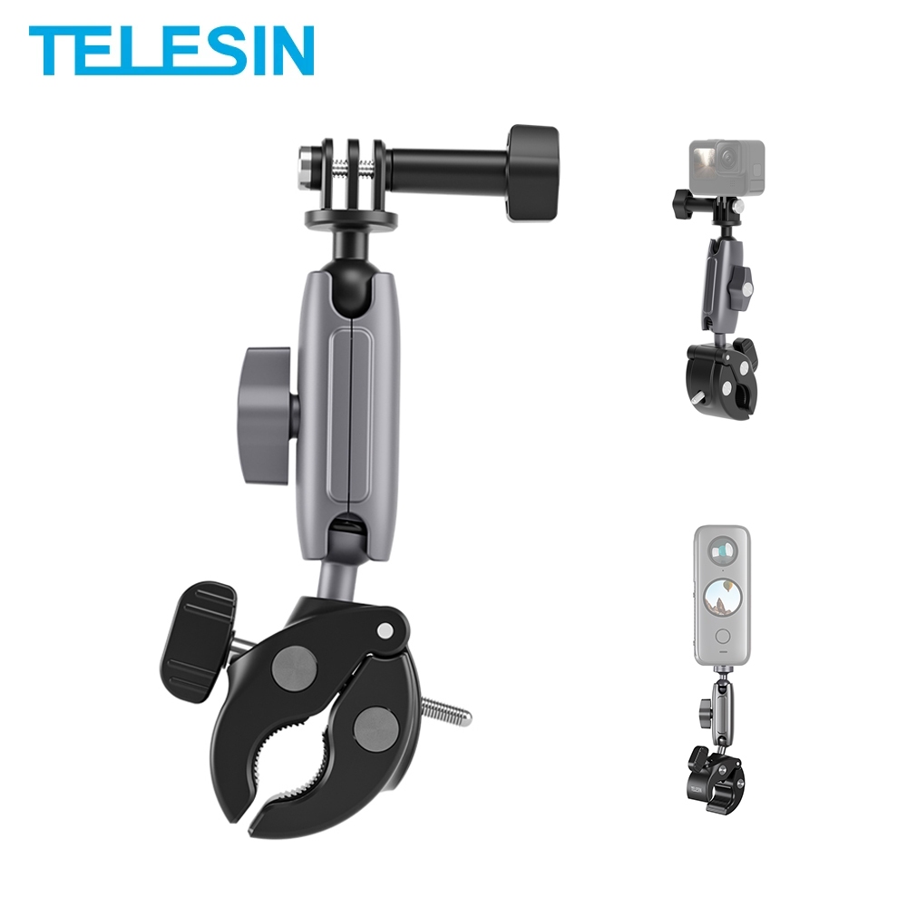 TELESIN Motocycle Clip Motor Bike Bracket for GoPro 13-9 DJI Action 6 5Pro 4 3 Insta360 X5 Ace Pro 2