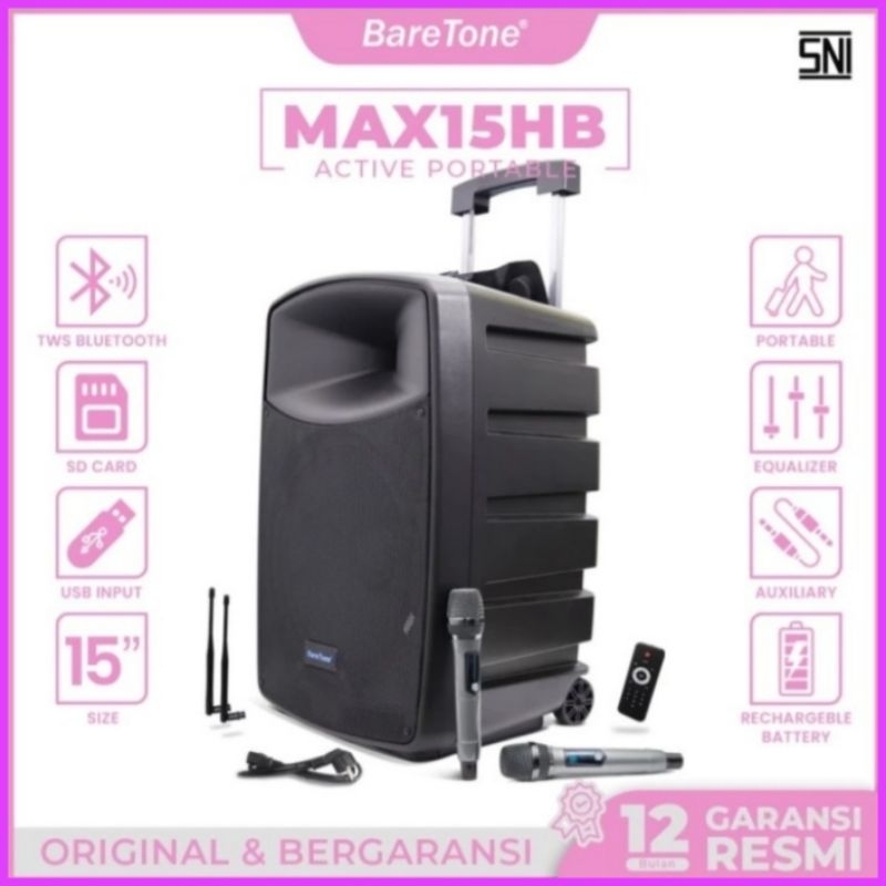 Speaker portable Baretone max 15 hb max15hb max 15hb bluetooth