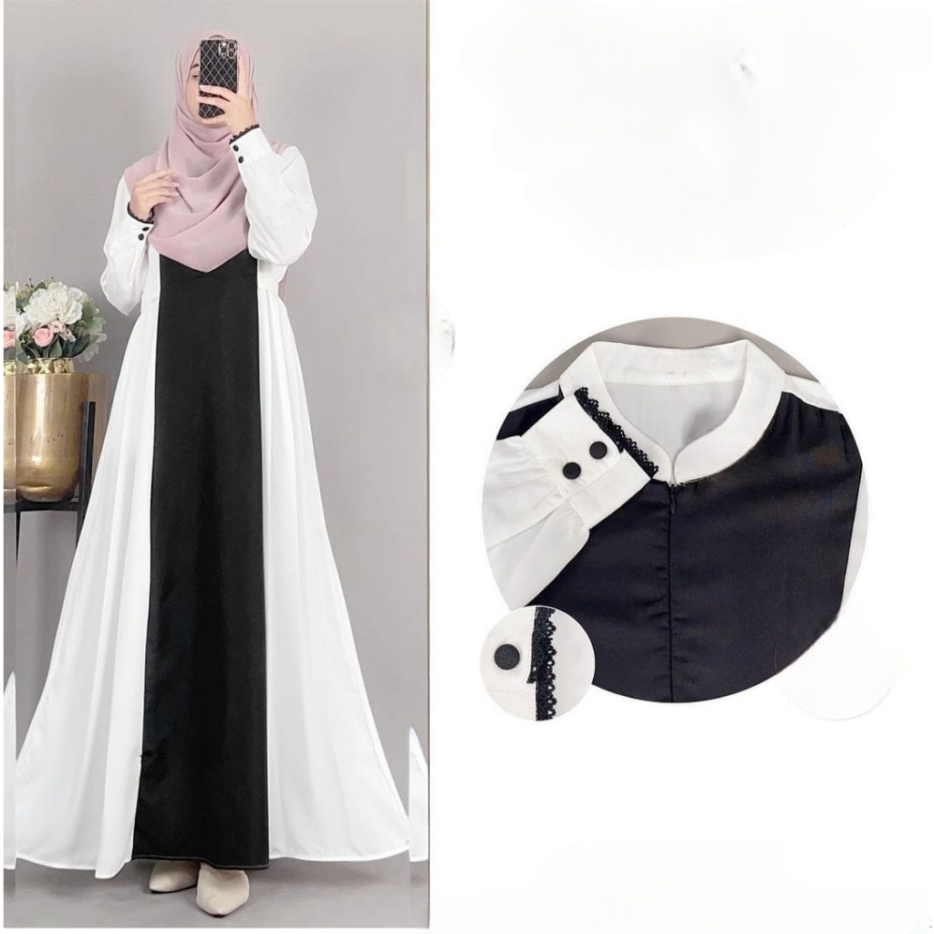 gamis dress abaya wanita simple Riya dress bahan crinkle premium model terbaru fashion muslimah kekinian