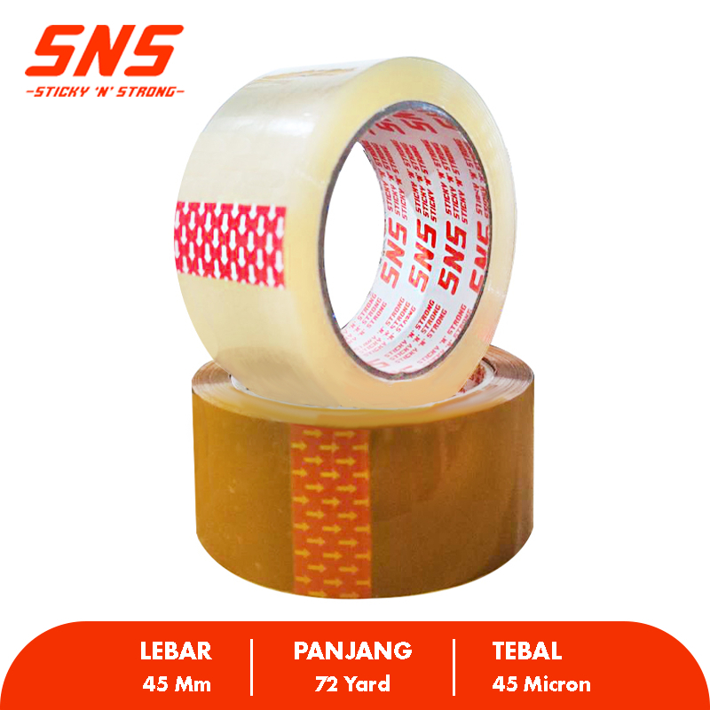 

Lakban Bening Coklat SNS 45 mm , 72 Yard