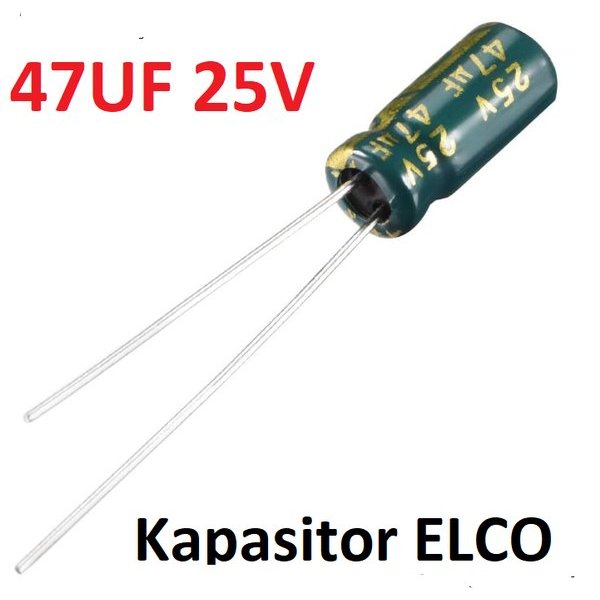 47 uF CAPACITOR ELECTROLYTIC (isi 5 pcs) ELCO KAPASITOR ELEKTROLIT POLAR 47UF 47UF/50V