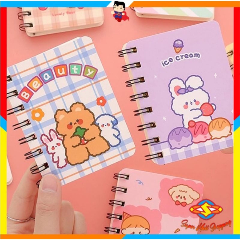 

Notebook Ring Motif Kartun Buku Catatan Memo Spiral Buku Tulis Mini Binder Karakter Murah