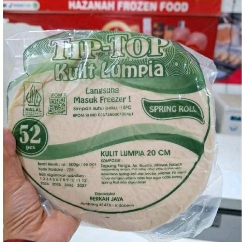 

kulit lumpia Tip - Top isi 52pcs berat ±500gr tidak mudah sobek