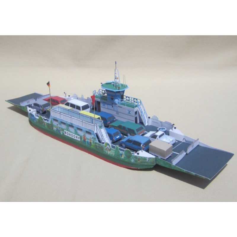 Lembaran pola papercraft miniatur kapal penyebrangan mobil 2 (PM-Eb13)