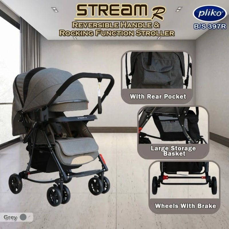 PRELOVED STROLLER PLIKO STREAM REVERSIBLE 397R
