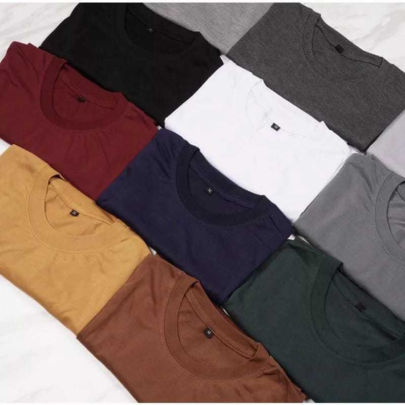 PAKET KAOS 100RIBU DAPAT 7 Baju pria wanita atasan lengan pendek baju dewasa kaos oblong murah-Warna Gelap