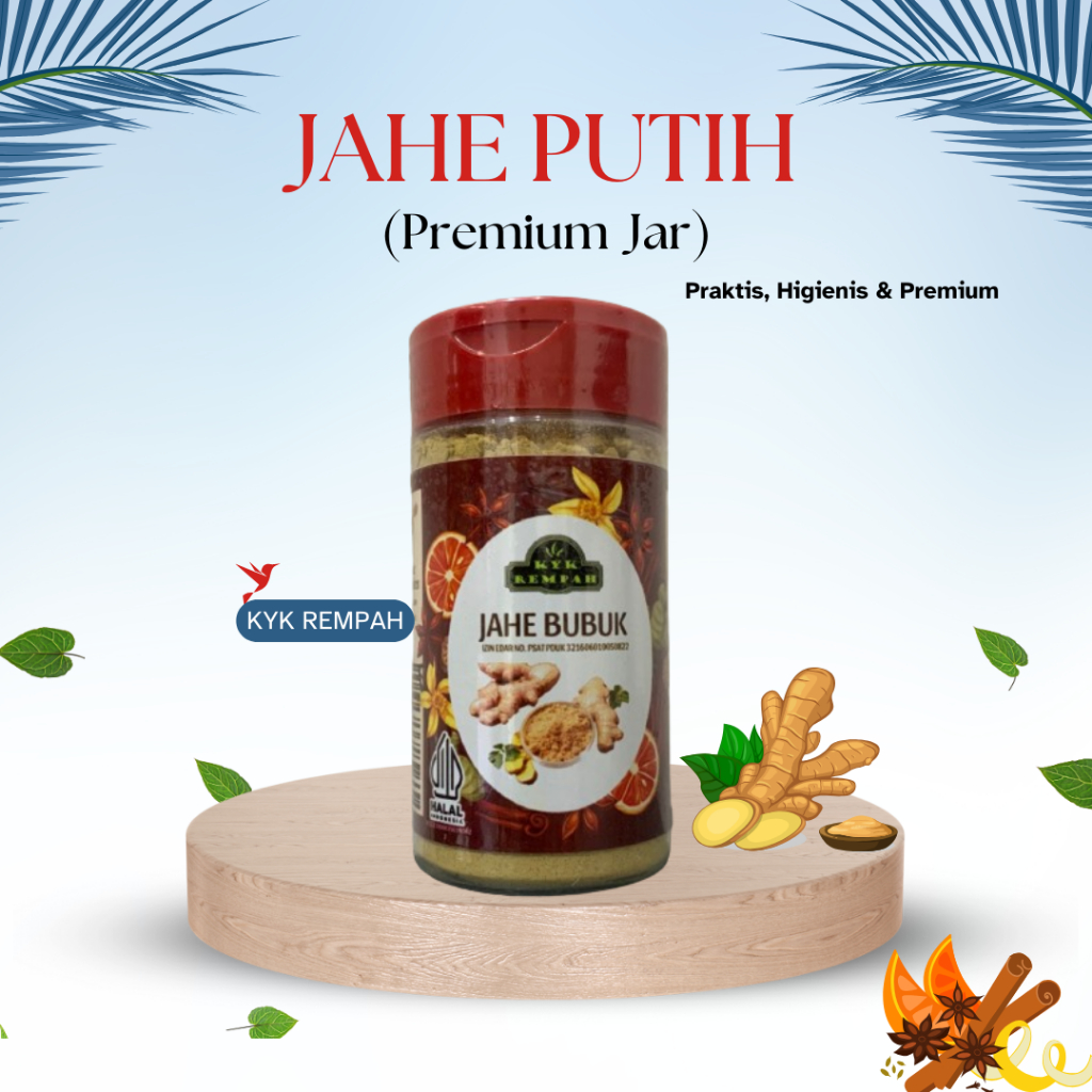 

Jahe Bubuk Premium JAR | White Ginger Powder | Bumbu Dapur Praktis | KYK Rempah