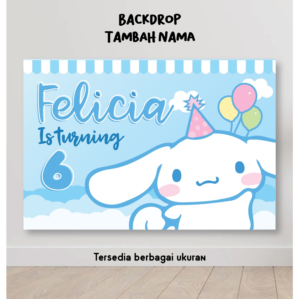 BACKDROP CINAMOROLL SANRIO BACKGROUND BANNER DEKORASI SPANDUK TULISAN HAPPY BIRTHDAY HBD ULTAH ULANG