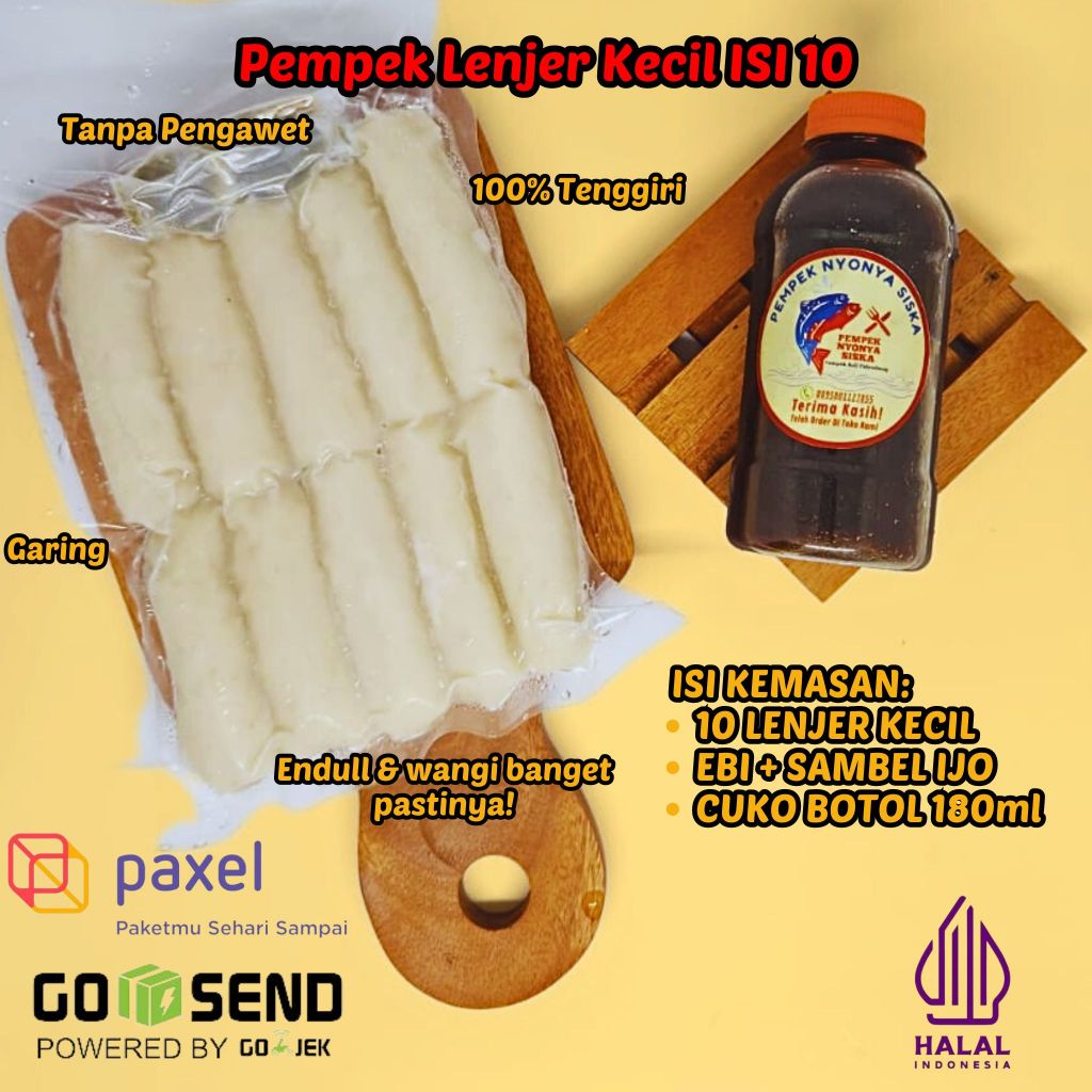 

PEMPEK PALEMBANG NYONYA SISKA - LENJER KECIL ISI 10 (ASLI PALEMBANG)