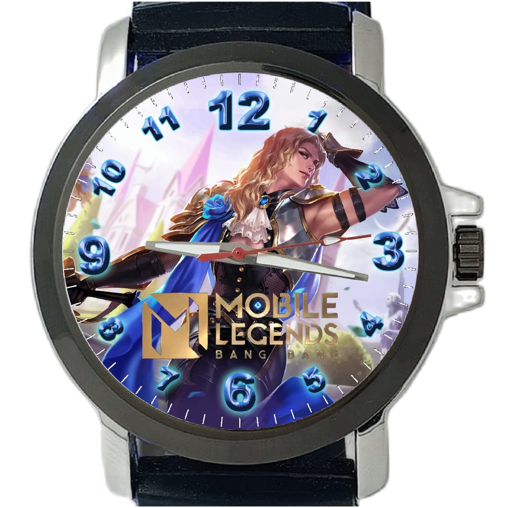 Jam Tangan Anak MLBB Lancelot art 1 Analog strap rubber Custom Gambar Foto dan nama