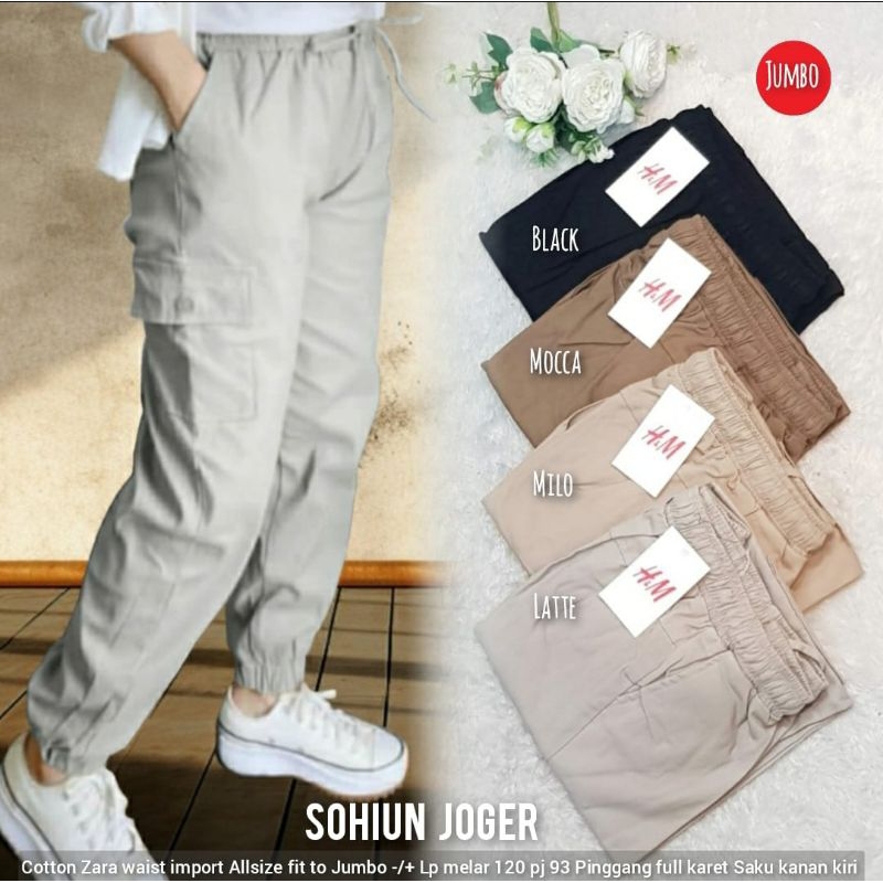 Sohiun joger pant.CELANA JOGGER WANITA PREMIUM.CELANA JOGER JUMBO WANITA MURAH,BAHAN PREMIUM COTTON 