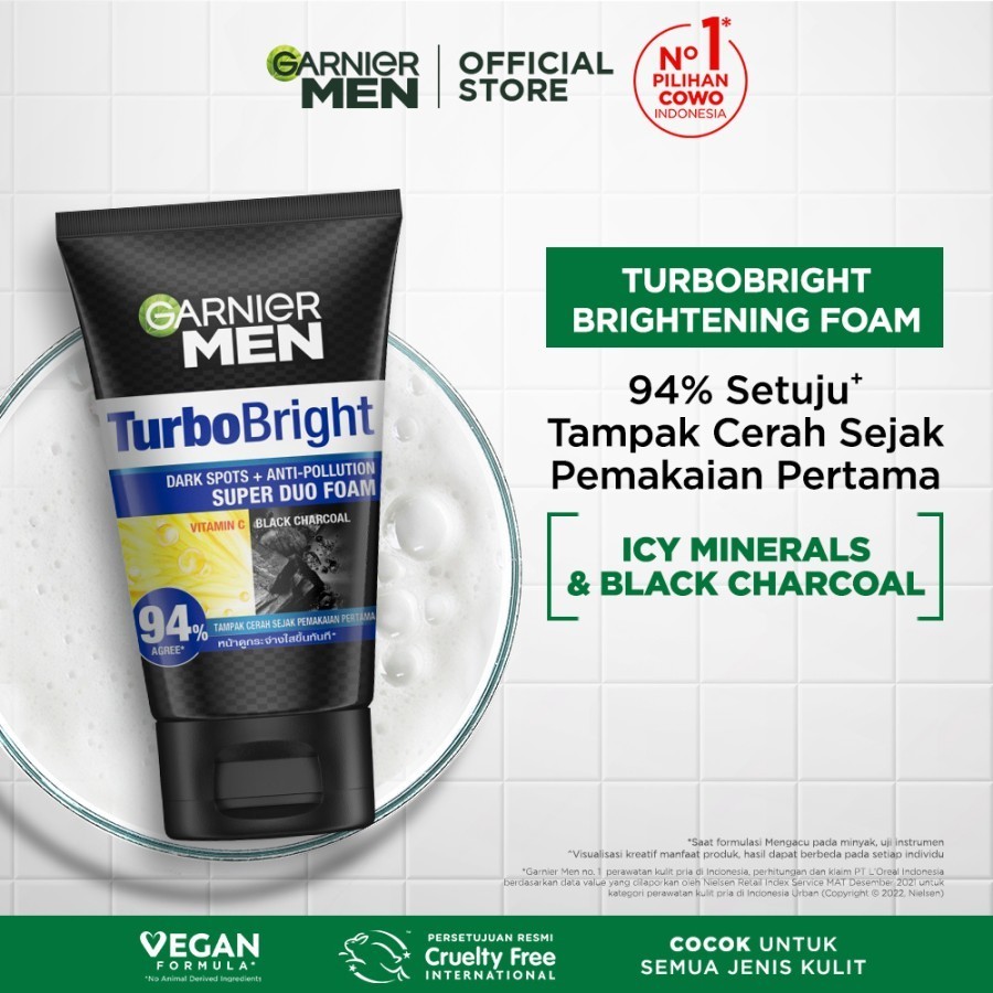 Garnier Men Turbo Bright Power White Super Duo Foam 100ml - TURBO BRIGHT