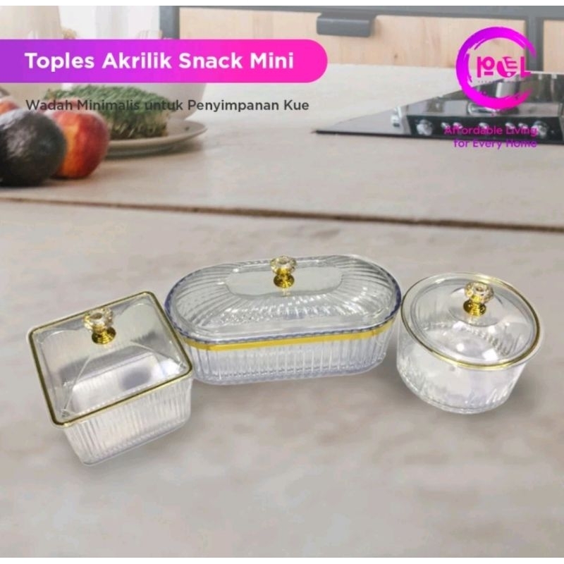 Set Toples Akrilik Mini Estetik Oval Bulat Persegi | Toples Cemilan