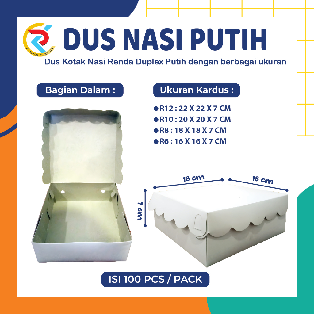 

Dus Nasi Kotak Duplex Putih (ISI 100)