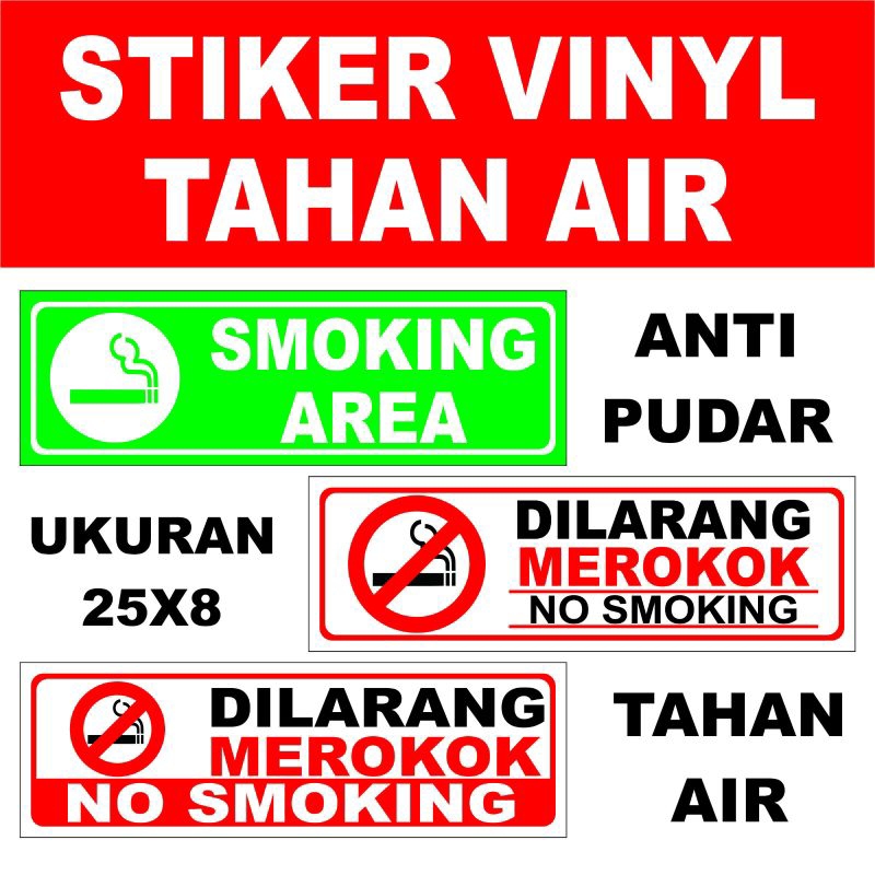 

DILARANG MEROKOK UK 25X8CM STIKER SIGN/STIKER PERINGATAN/STIKER VINYL/WATERPROOF