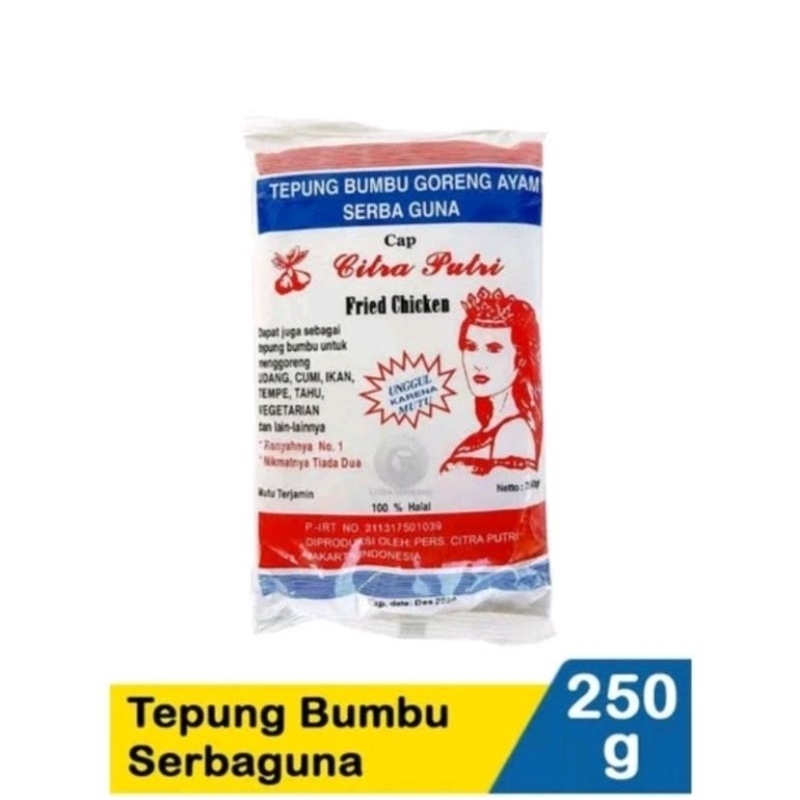 

Tepung Citra Putri / Tepung Bumbu Ayam Goreng Serbaguna 250g