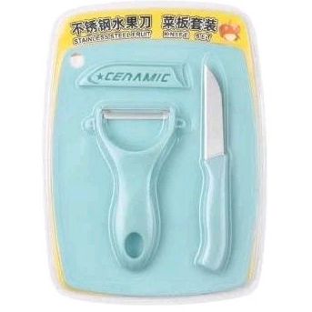 CNA Pisau Ceramic 3in1 / Set pisau dan Talenan/ Souvenir Set Pisau / Set Pisau Dapur
