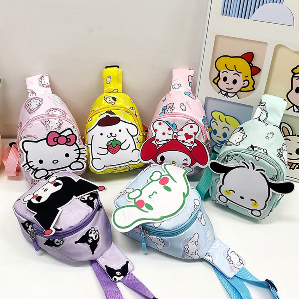 Tas Selempang Sanrio Anak / Tas Sanrio /  Sunrio Stuff / Tas Kuromi / Tas Pochaco / Tas Pompopurin