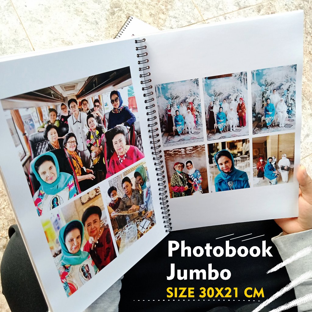 Photobook Jumbo HARD COVER PREMIUM ukuran 30x21 cetak foto album grid jilid spiral ELEGAN MURAH KERT