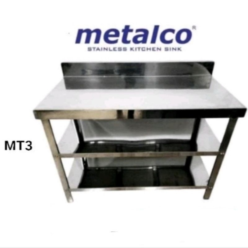 Meja 3 Susun Rak Kompor Rak Dapur Rak Sayur Stainless Metalco MT3
