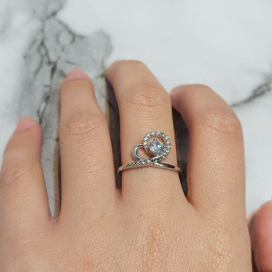 Perhiasan Wanita Cincin Emas Putih Zircon 2 Gram 17K 750 (CH218)