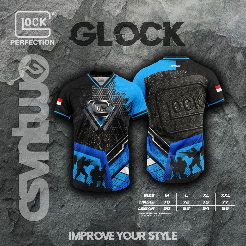 Kaos Jersey GLOCK Fullprinting / Kaos GLOCK Fullprint / Kaos Olahraga Glock Terbaru