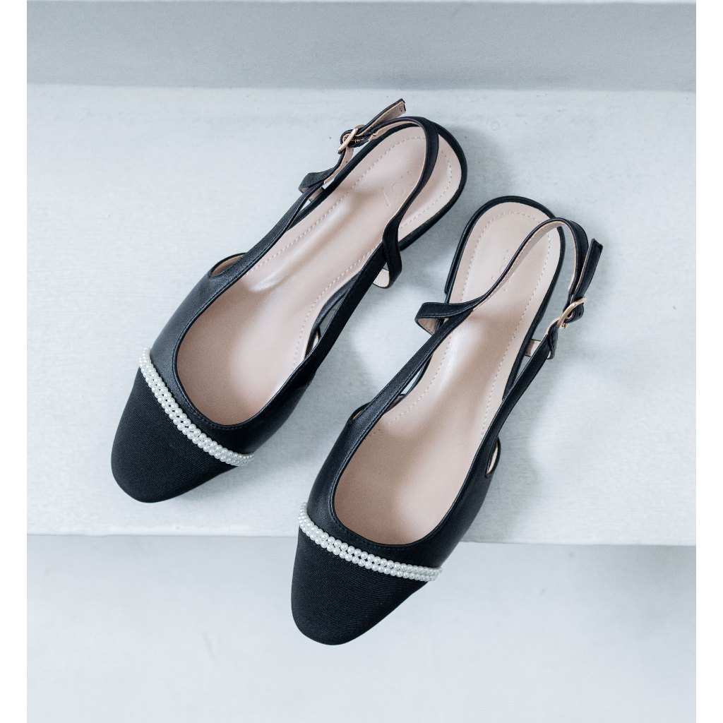 NCY Shoes AMBER Slingback Shoes warna Black