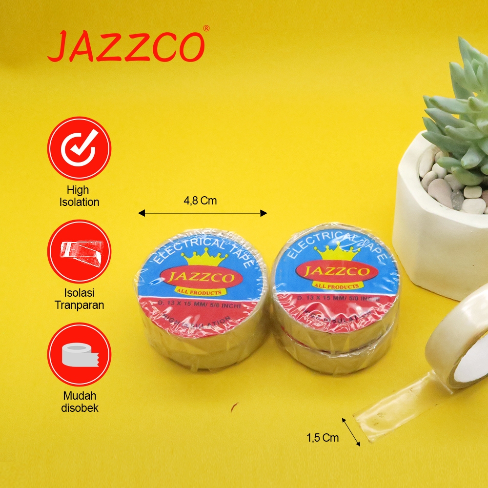 1 Slop @10 Pcs KECIL Jazzco Isolasi Kabel Listrik Pvc Bening KECIL 5/8" x 15mm