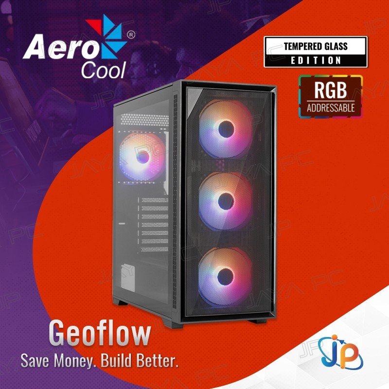 Aerocool Gaming CPU Case Geoflow V2 ARGB - Tempered Glass Casing