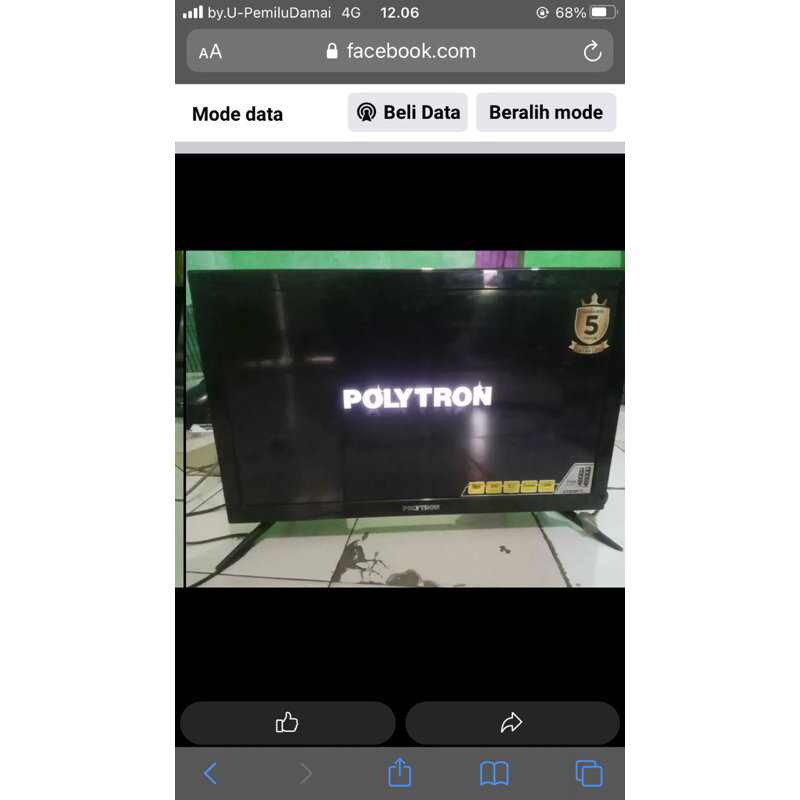 TV LED 24 inch POLYTRON BEKAS MULUS