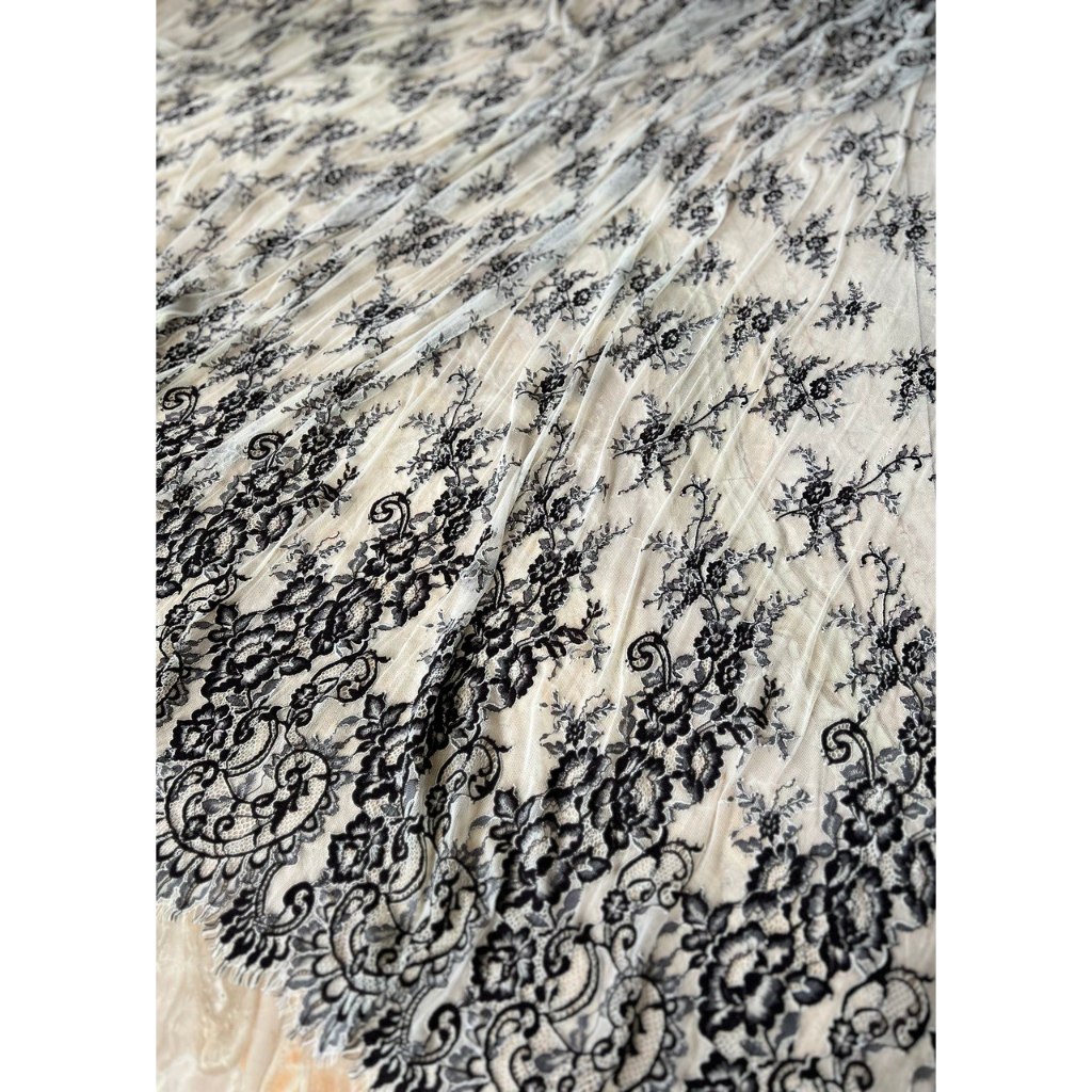 Kain Brokat Bahan Brukat Panel 2 sisi Premium Import Lace Renda Tulle Paris