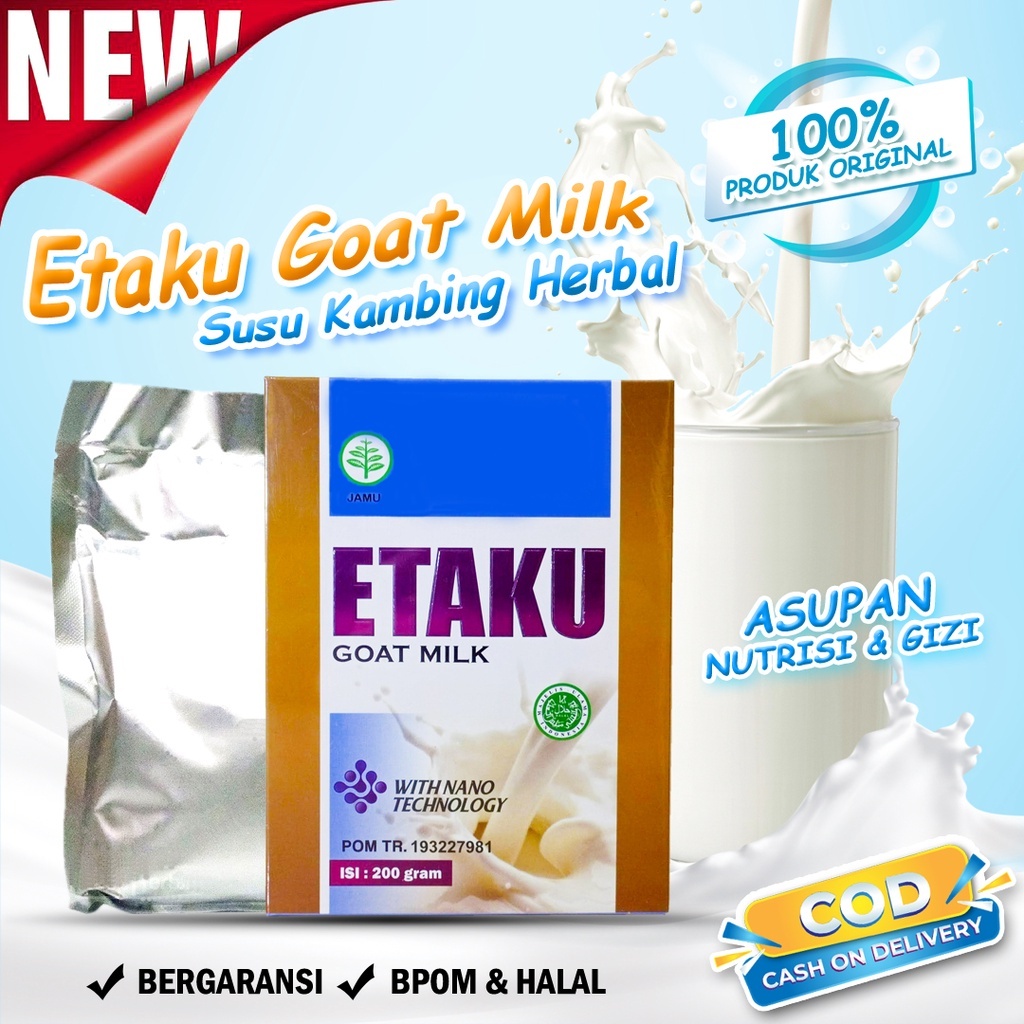 

[BISA COD] SUSU ETAKU RASA ORIGINAL - Susu Kambing Etawa Bubuk Premium - Memelihara Kesehatan Tulang, Sendi, Meminimalisir Gejala Asam Lambung, Maagh, Diare, Melegakkan Pernapasan Sesak dan Tidak Bau Prengus - 200gr Halal BPOM