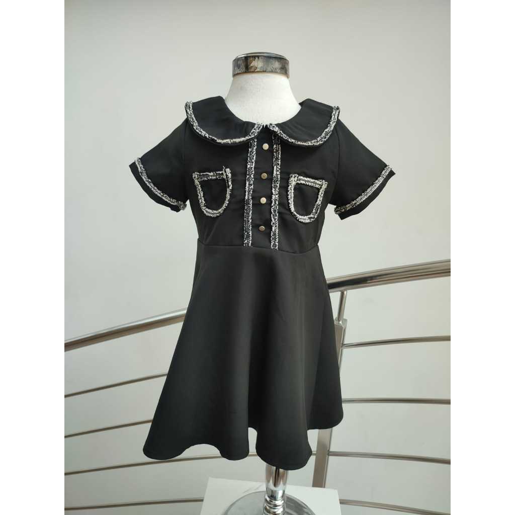 Dress Hitam Krah Kantong by King Kid | Dress Anak Import