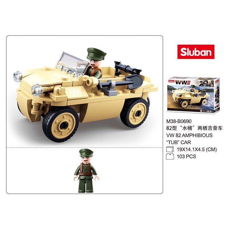 Mainan Brick Sluban Mobil Model Perang Dunia VW 82 M38 – B0690