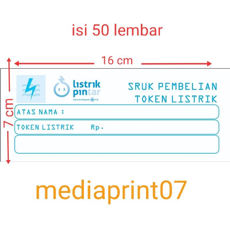 

STRUK PEMBELIAN TOKEN LISTRIK 50 LEMBAR