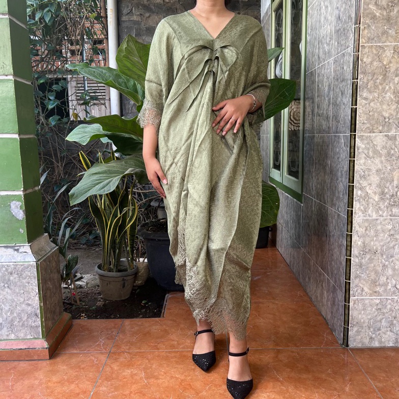 KODE R98A kaftan viscose polos kaftan midi kaftan lace viscose