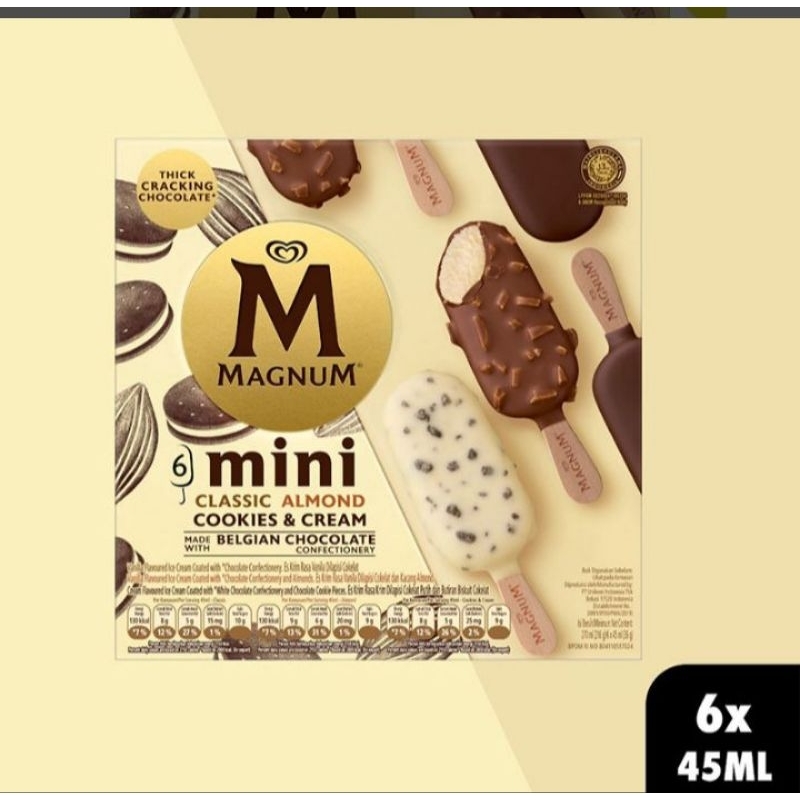 

Walls ice cream Magnum Mini 6x45ml / 1 box isi 6 classic almond