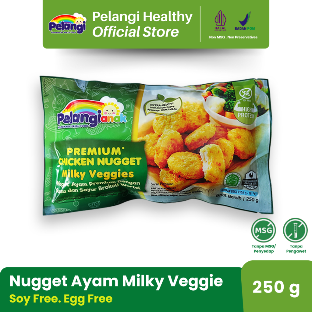 

PELANGI Nugget Ayam Susu Sayur Brokoli Wortel - Chicken Nugget No MSG No Preservatives Halal BPOM