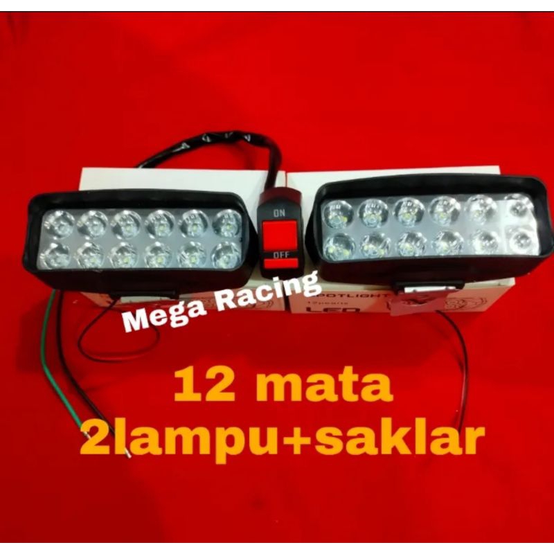 SEPASANG Lampu Tembak 12 Mata LED 12 VOLT 12 WATT LAMPU PUTIH
