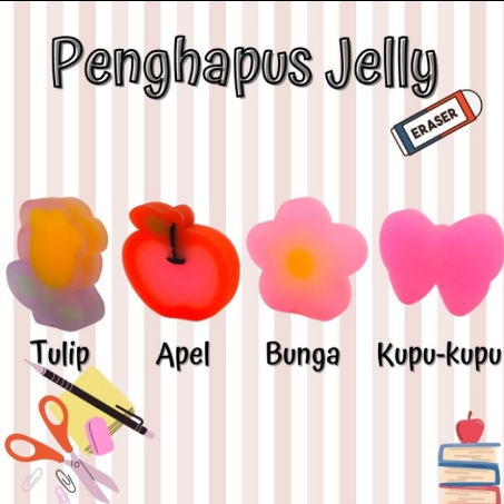 

Penghapus Lucu Model Jelly Transparan (Tulip, Bunga, Kupu-Kupu, Apel)