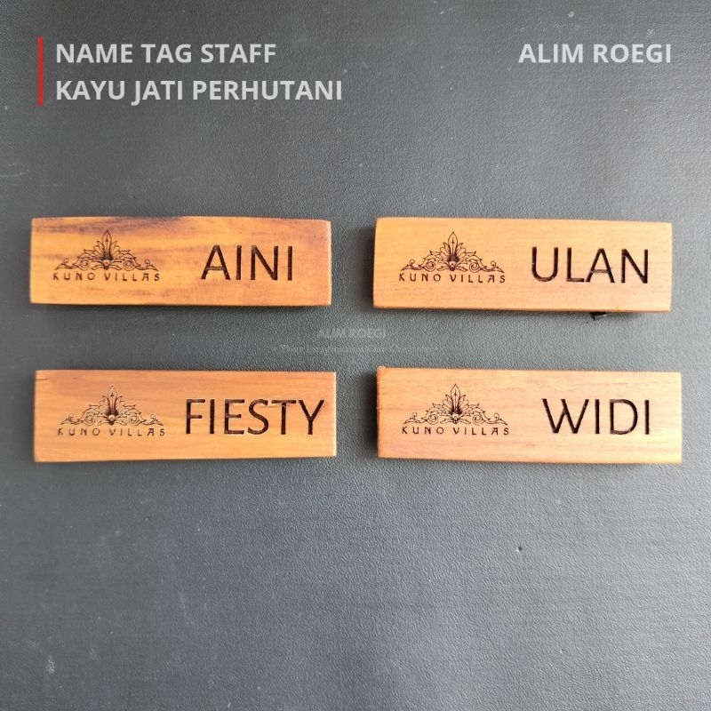 

Name Tag Kayu Jati, Papan Nama Dada, ID Card, Contour Badge