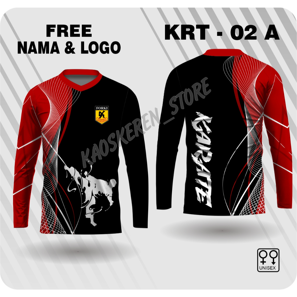 Jersey olahraga karate baju beladiri karate lengan panjang kaos karate free custom nama dan dojo