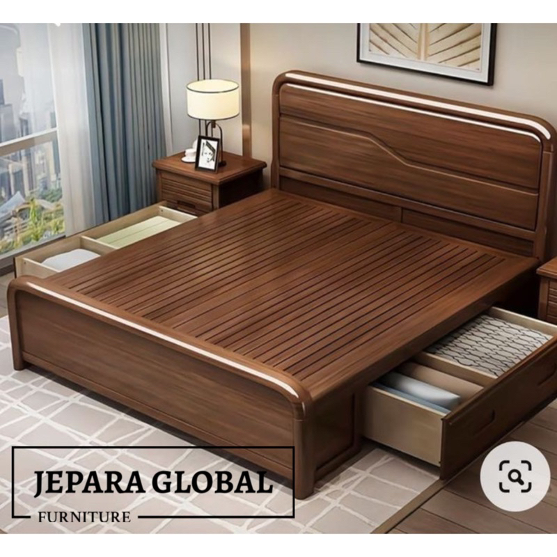 REAL PICT dipan tempat tidur minimalis blok laci japan (dipan jati modern,dipan ukir jati,dipan laci
