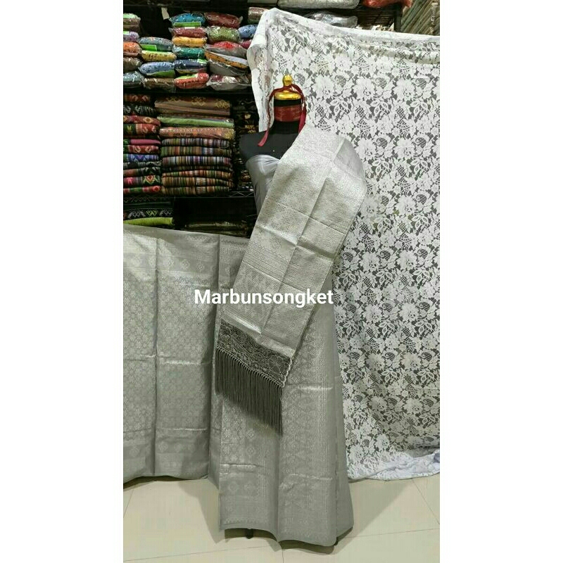 songket palembang pulir silver