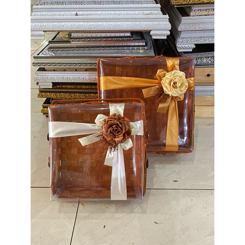 tempat kue hantaran bambu oren/tempat kue hantaran pernikahan/tempat kue hantaran lamaran/tempat kue