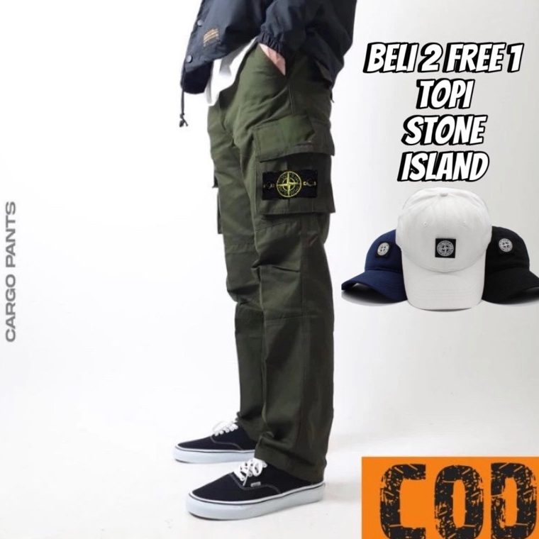 Terbaik Celana cargo stone island full teg full barcod ori barcod tembus