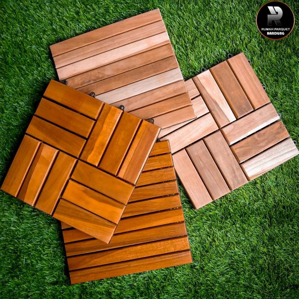 Segera belanja Lantai kayu Parket DeckingTile Jati Taman Kebun